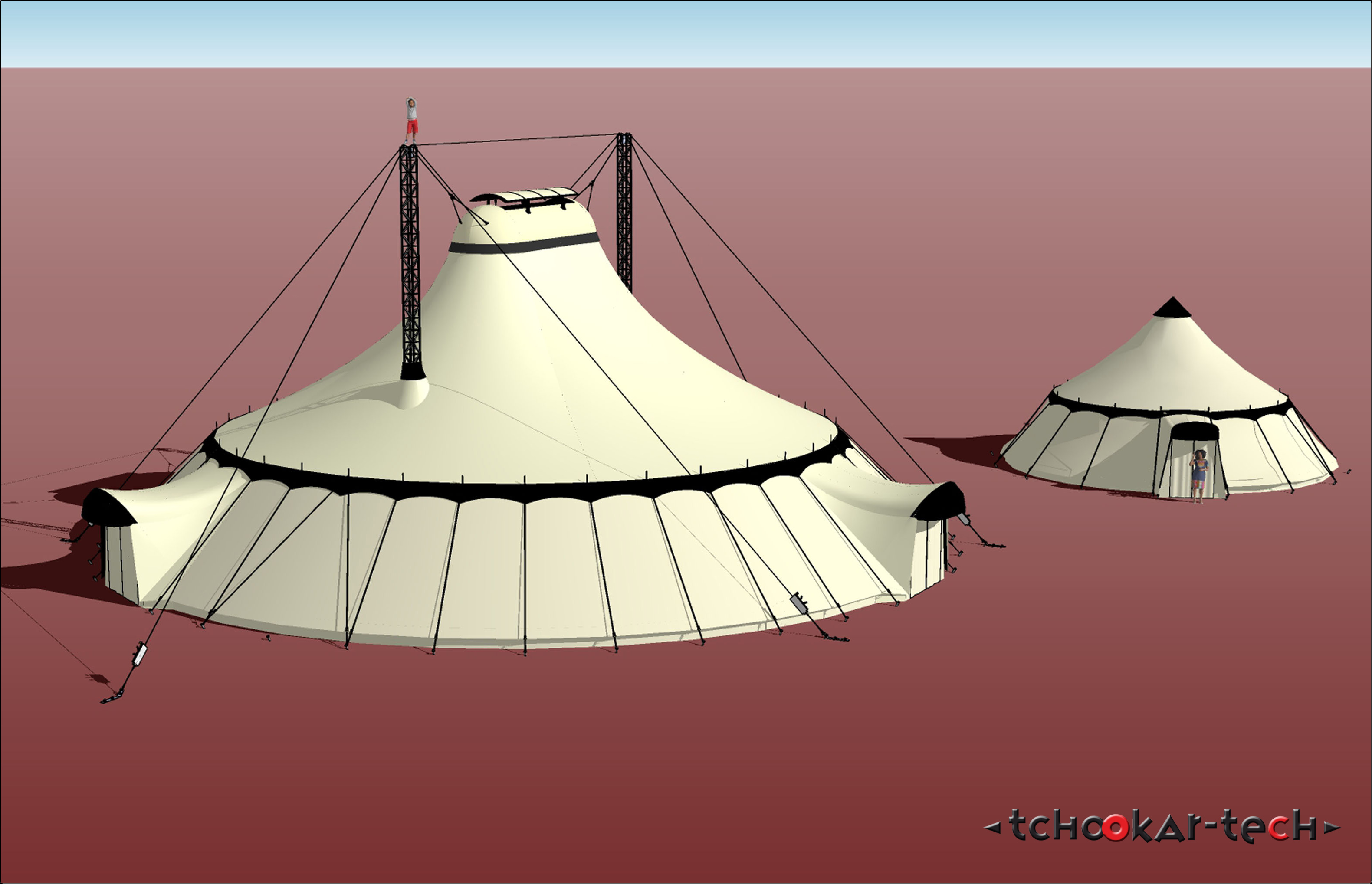 2022 - Création de 2 chapiteaux - Cie Cirquons'Flex - Visuels d'étude et de présentation crées sur le logiciel Sketch Up